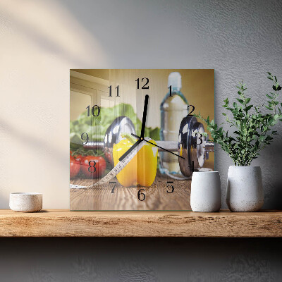 Vierkante glazen wandklok Peper