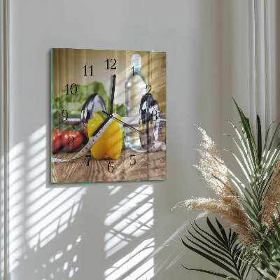 Vierkante glazen wandklok Peper
