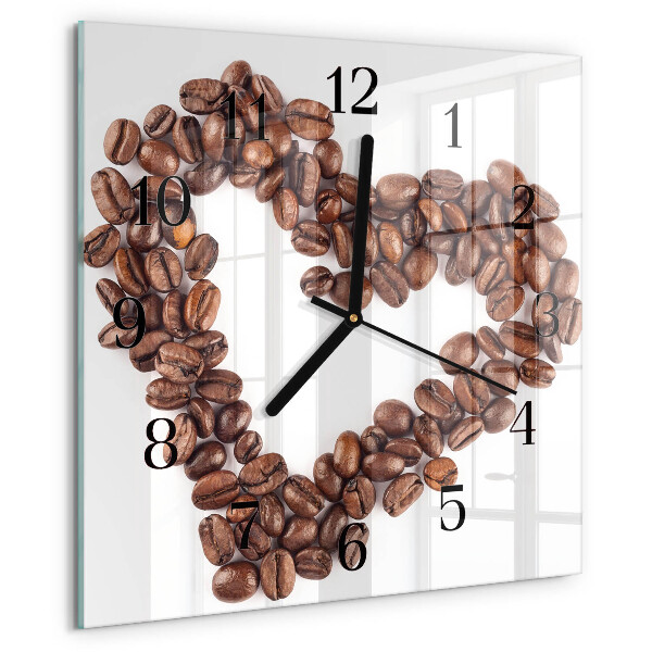 Vierkante glazen wandklok Koffiebonen