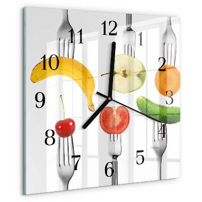 Vierkante glazen wandklok Fruit