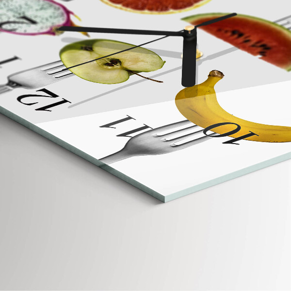 Vierkante glazen wandklok Fruit