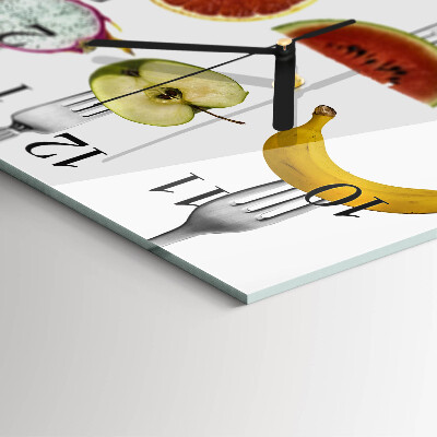 Vierkante glazen wandklok Fruit