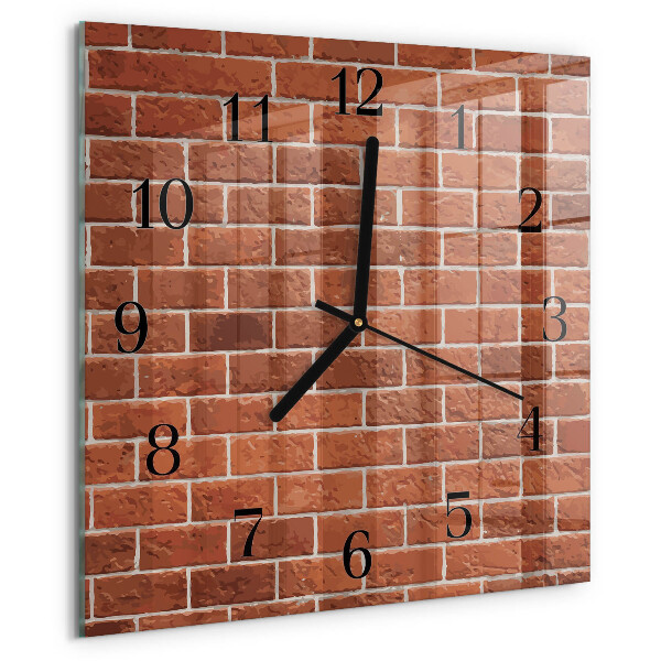 Vierkante glazen wandklok Bakstenen muur