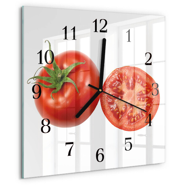 Vierkante glazen wandklok Tomaten