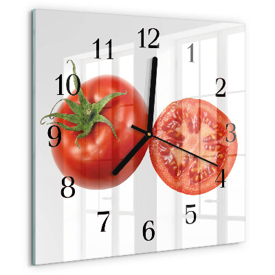 Vierkante glazen wandklok Tomaten