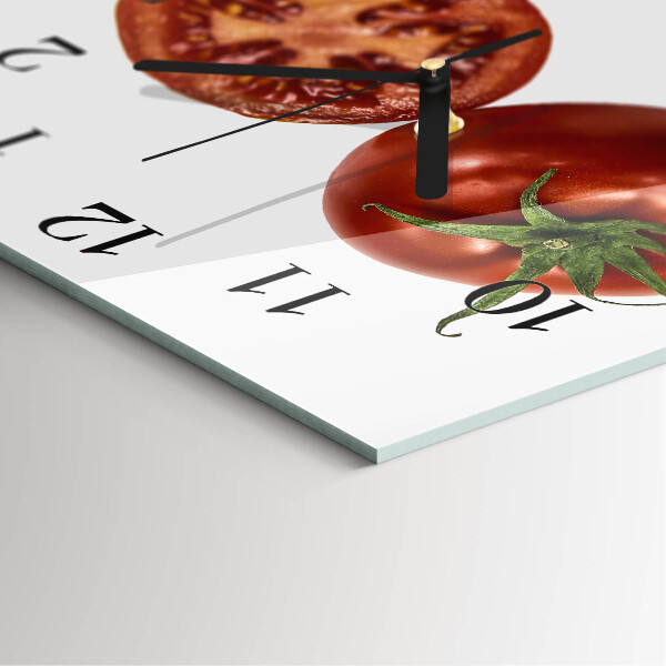 Vierkante glazen wandklok Tomaten