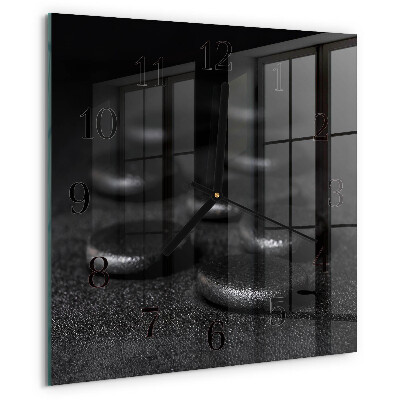 Vierkante glazen wandklok Zen-stenen