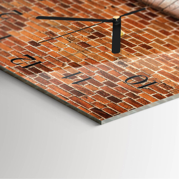 Vierkante glazen wandklok Bakstenen muur