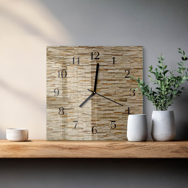 Vierkante glazen wandklok Decoratieve steen