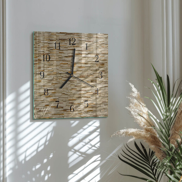 Vierkante glazen wandklok Decoratieve steen