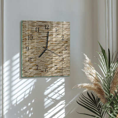 Vierkante glazen wandklok Decoratieve steen