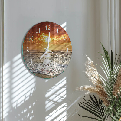 Ronde glazen klok Strand Zee