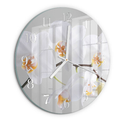 Ronde glazen klok Orchidee