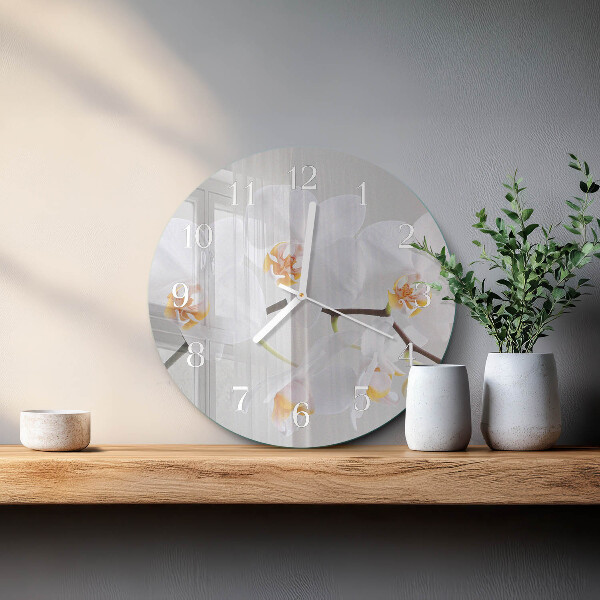 Ronde glazen klok Orchidee
