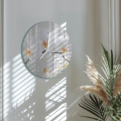 Ronde glazen klok Orchidee