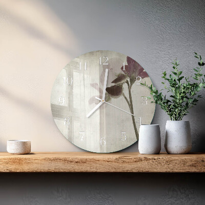 Ronde glazen klok Vintage bloem