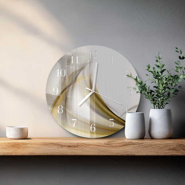 Ronde glazen klok Abstracte lijnen
