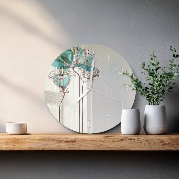 Ronde glazen klok Vintage bloemen
