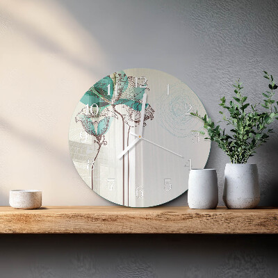 Ronde glazen klok Vintage bloemen