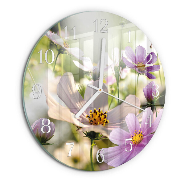 Ronde glazen klok Cosmosbloemen