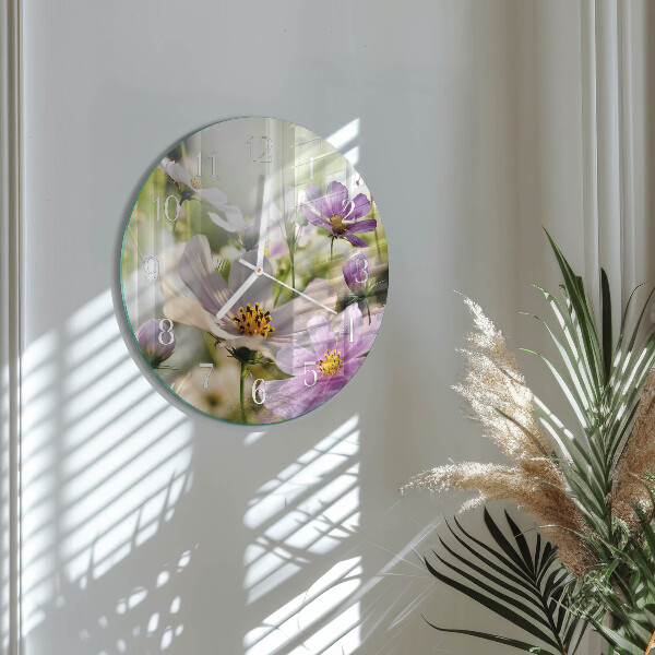 Ronde glazen klok Cosmosbloemen