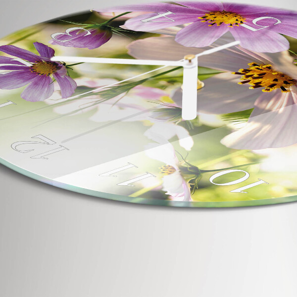 Ronde glazen klok Cosmosbloemen