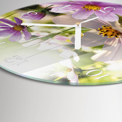Ronde glazen klok Cosmosbloemen