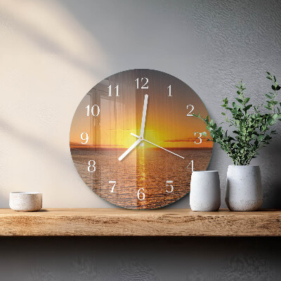 Ronde glazen klok Zonsondergang