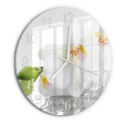 Ronde glazen klok Orchidee