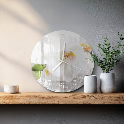 Ronde glazen klok Orchidee