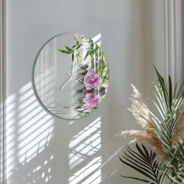 Ronde glazen klok Orchideeënstenen