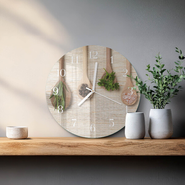 Ronde glazen klok Houten lepel
