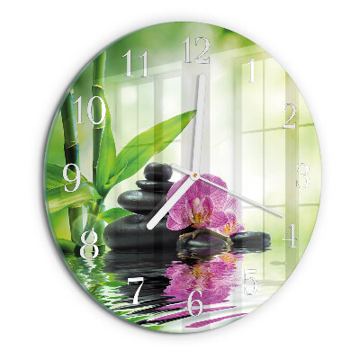 Ronde glazen klok Spa Orchid