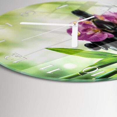 Ronde glazen klok Spa Orchid