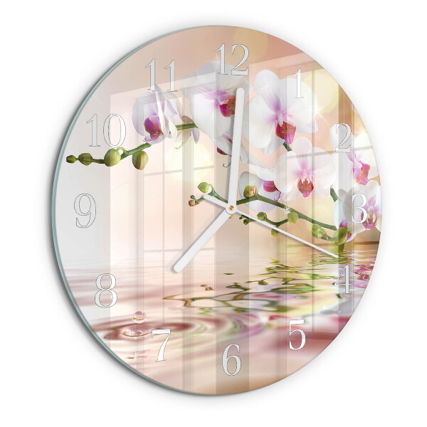 Ronde glazen klok Orchidee