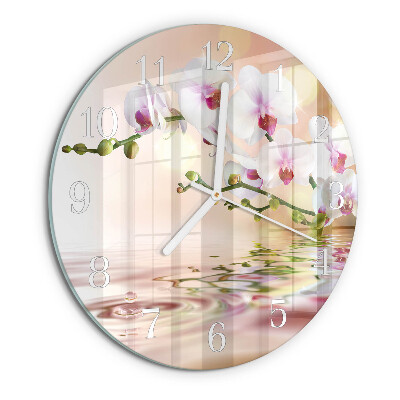 Ronde glazen klok Orchidee