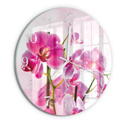 Ronde glazen klok Orchidee