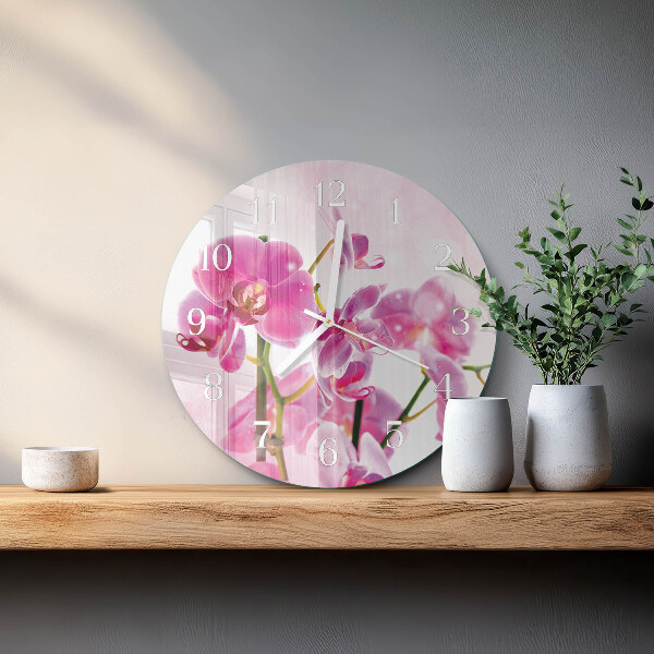 Ronde glazen klok Orchidee
