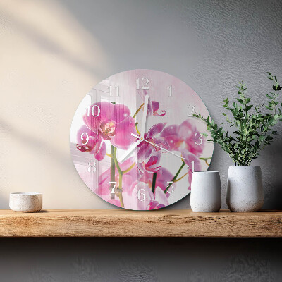 Ronde glazen klok Orchidee