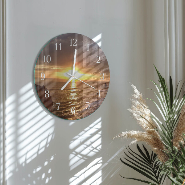 Ronde glazen klok Zonsondergang