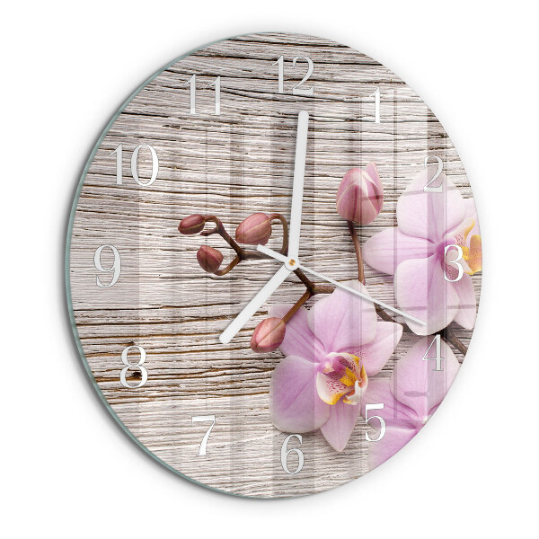 Ronde glazen klok Orchidee
