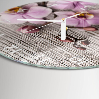 Ronde glazen klok Orchidee