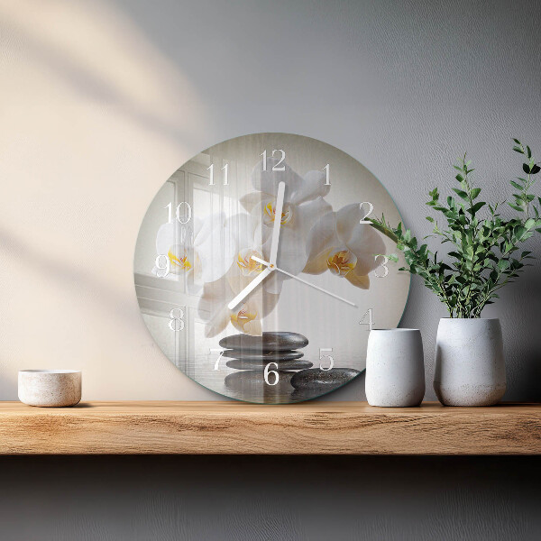 Ronde glazen klok Orchidee
