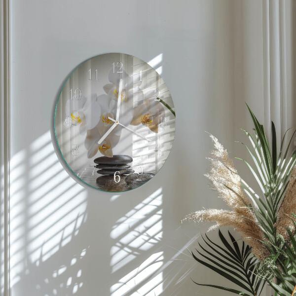 Ronde glazen klok Orchidee