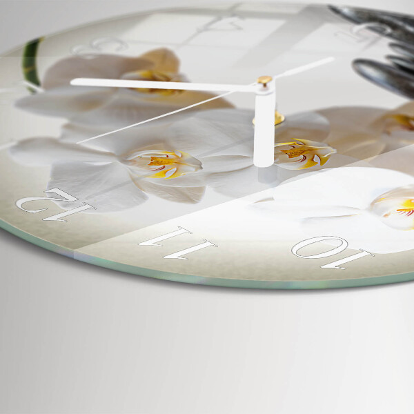 Ronde glazen klok Orchidee