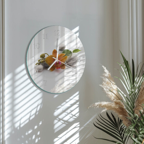 Ronde glazen klok Orchidee
