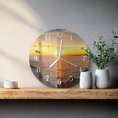 Ronde glazen klok Zonsondergang