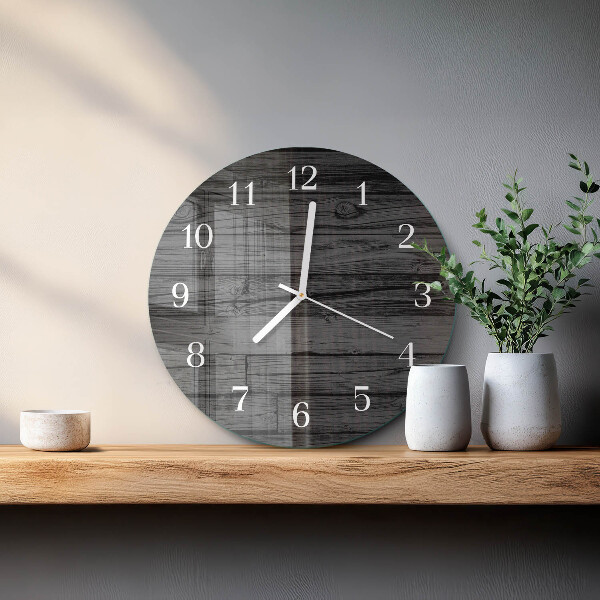 Ronde glazen klok Hout