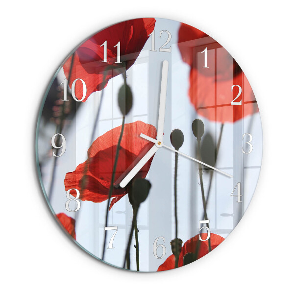 Ronde glazen klok Papaver