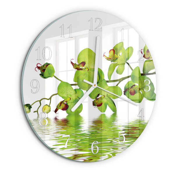 Ronde glazen klok Orchidee